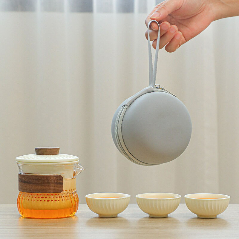 可開發票 快客杯 旅行茶具 茶壺茶具 茶具套裝 露營茶具功夫茶具套裝戶外快客杯一壺三杯便攜包德化旅行露營便攜茶具LOGO