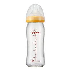 PIGEON 貝親新寬口母乳實感玻璃奶瓶240ml/橘-M【奶嘴Y字孔】【悅兒園婦幼生活館】