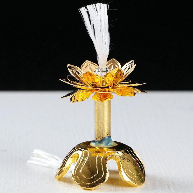 佛教燭臺浮漂燈芯供燈架蓮花燈蓮花座鍍銅伸縮燈芯架新款寺廟素油