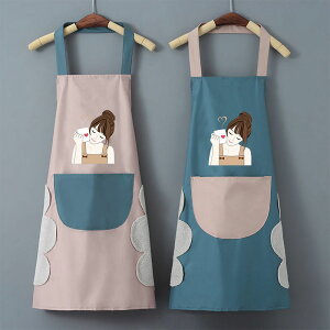 廚房圍裙日系韓版女防水防油家用上班工作服成人時尚可愛情侶圍腰