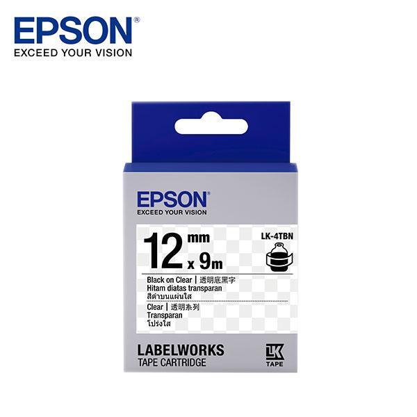 EPSON LK-4TBN C53S654411 標籤帶(寬度12mm ) 透明黑