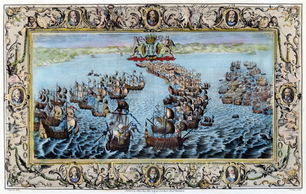 naval battles between the english fleet and the spanish armada could be summed up