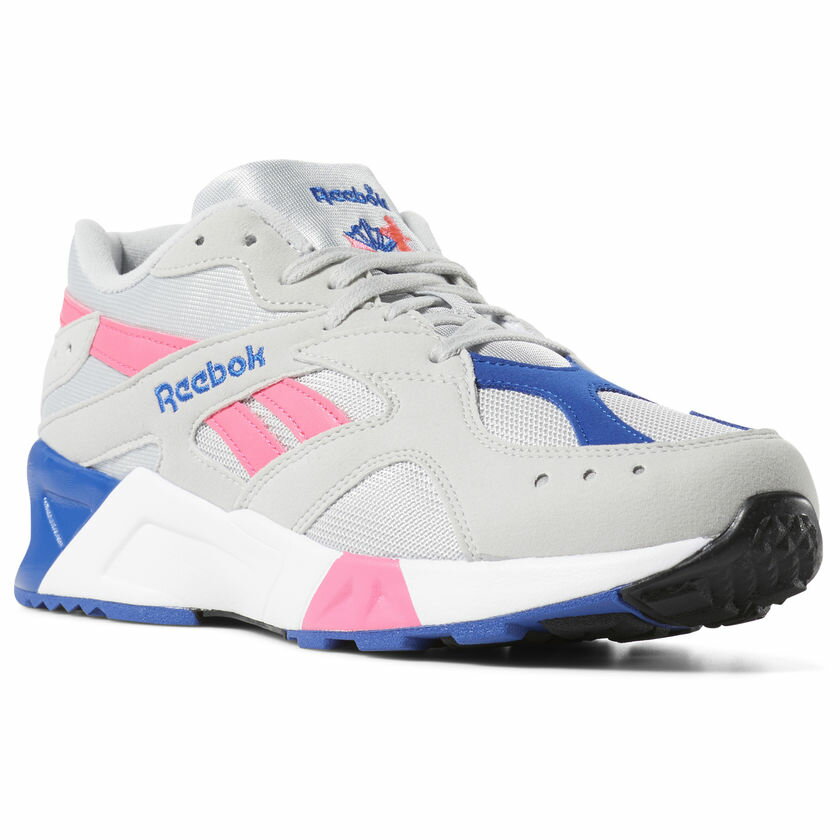 REEBOK AZTREK 女鞋 慢跑 休閒 復古 潮流 皮革 透氣 灰 粉 【運動世界】 DV3941