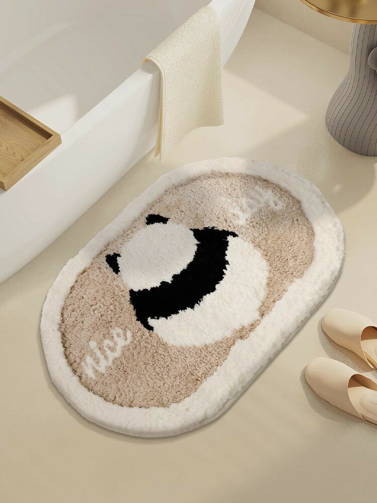 可愛熊貓秋冬天加厚浴室地毯吸水防滑地墊衛生間腳墊廁所門口墊子