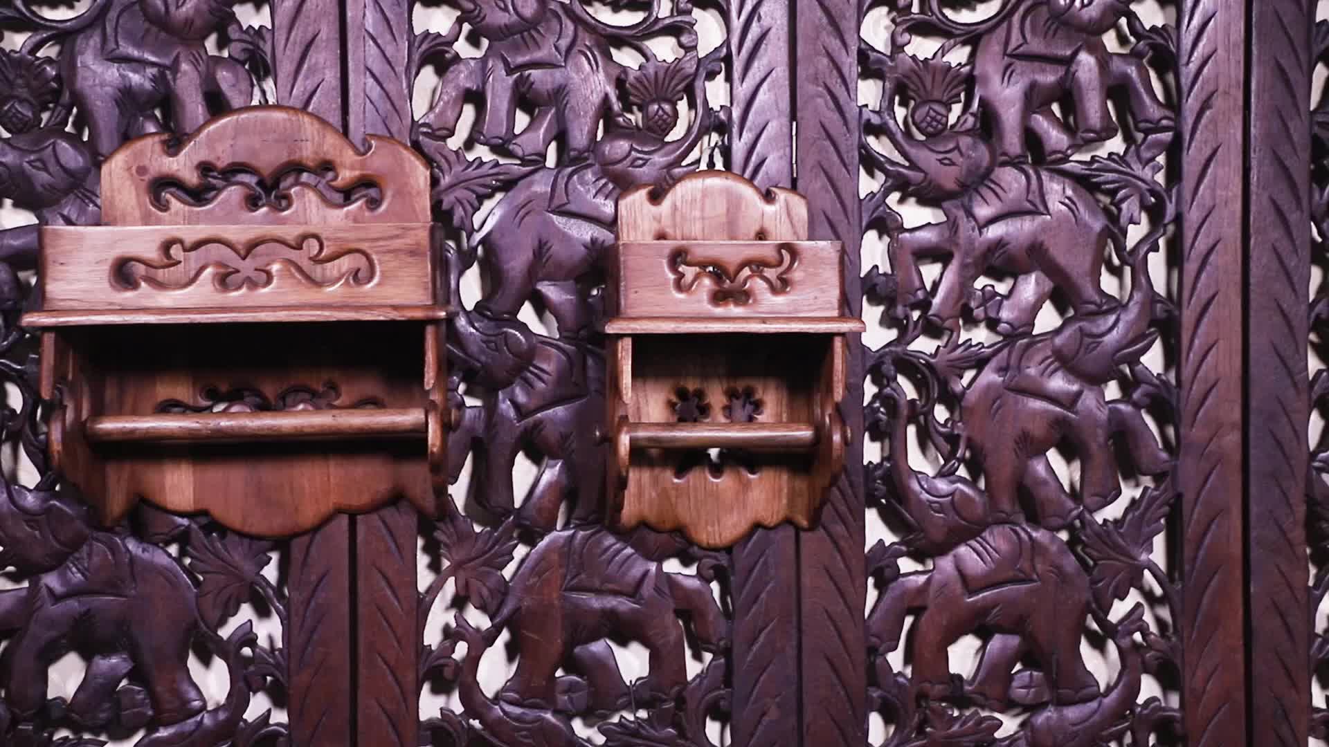 泰國實木廚房紙巾架置物架卷紙架創意復古廁所衛生間紙巾盒廁紙架