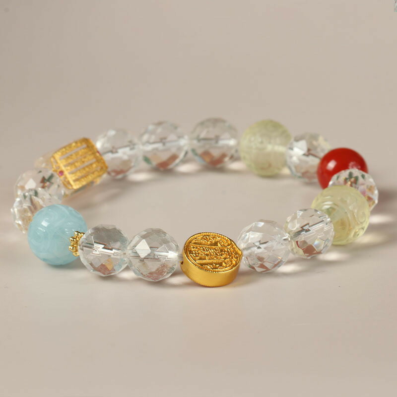 現貨+預購 水晶手鍊串珠手繩女手珠平安擋煞防小人轉運淨化招財開運-五條經文8mm白水晶74kj21【獨家進口】【米蘭精品】