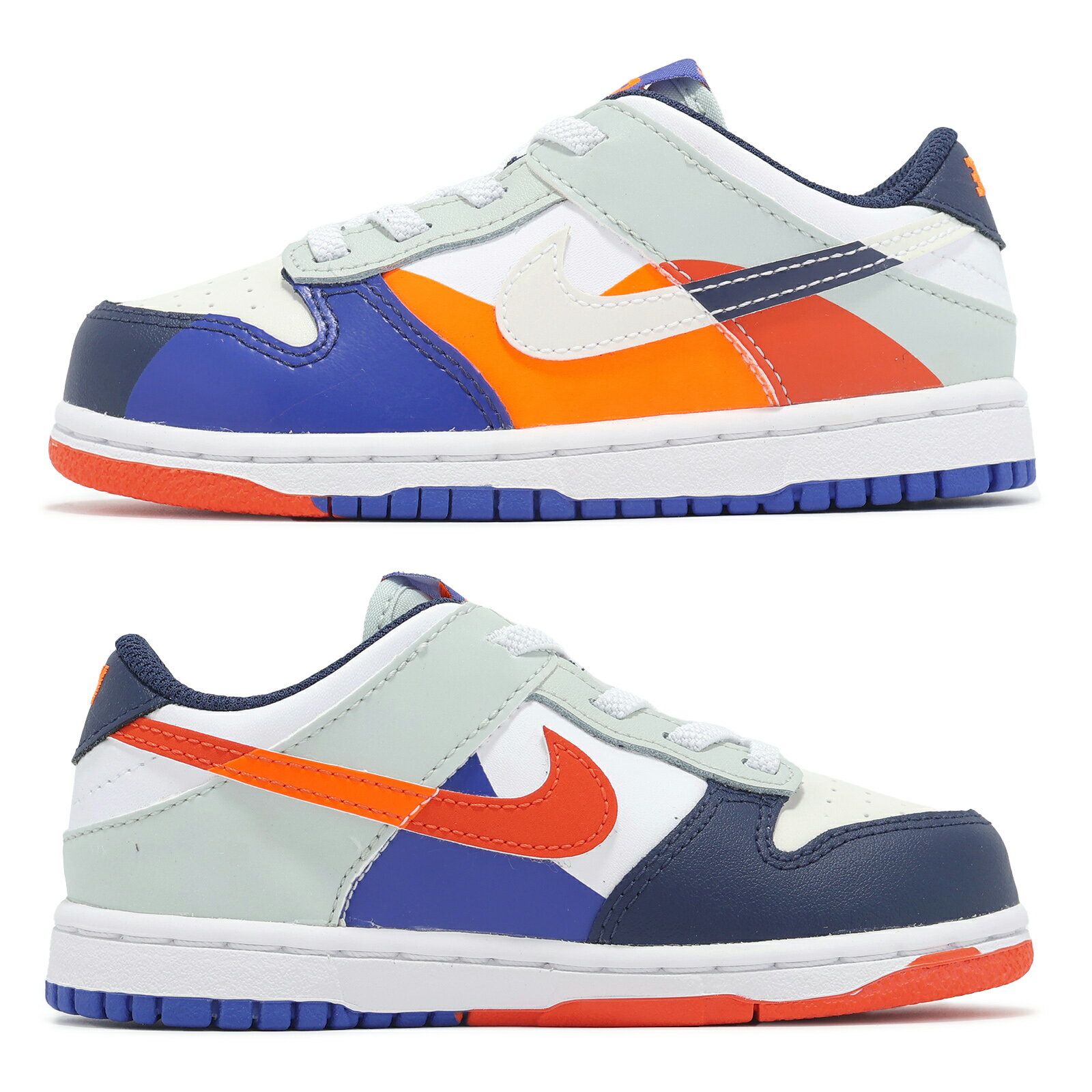 Nike 童鞋 Dunk Low SE TDV Upside Down 藍 橘 拼接 小童 學步鞋 親子鞋 FV2964-100