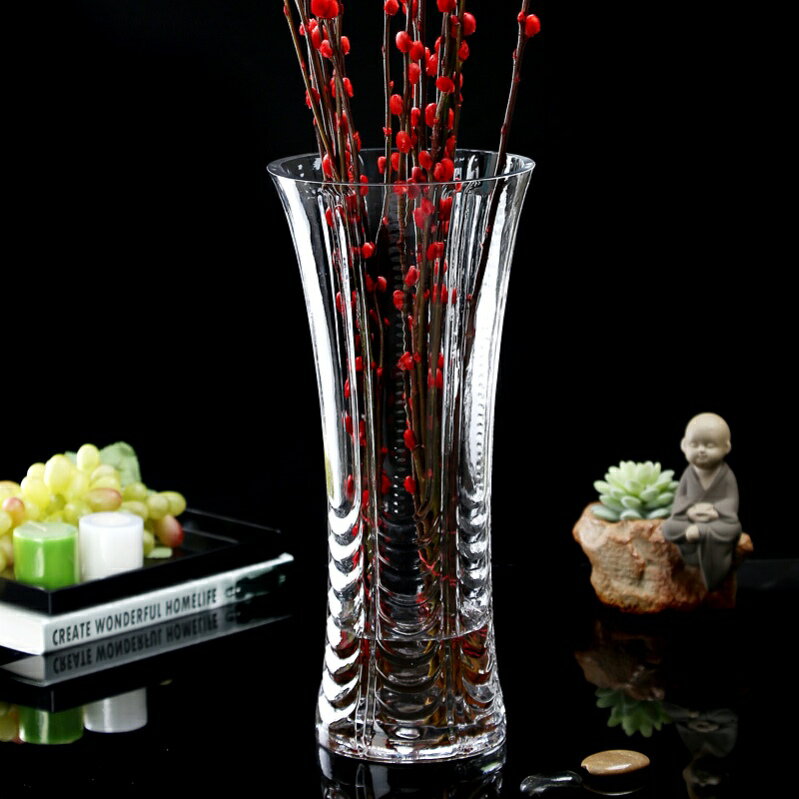 特大號花瓶玻璃透明大口徑高50cm插花大號客廳擺件水培富貴竹落地