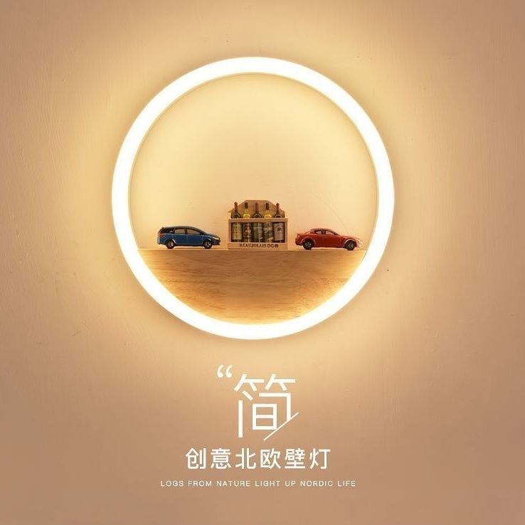 免運 公司貨 開立發票 壁燈 墻壁燈 床頭燈 鏡前燈 臥室燈 客廳燈中山燈具臥室簡約實木亞克力兒童房間裝飾護眼led過道背景墻壁燈