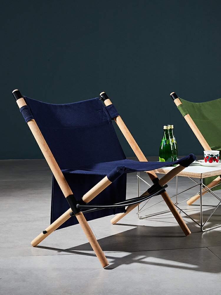 戶外實木折疊椅便攜克米特椅野外露營懶人沙灘躺椅休閑帆布釣魚凳 2