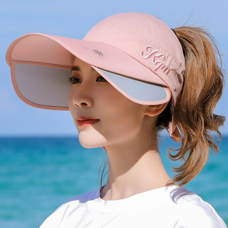 戶外 防曬 用品 ● 防曬帽子女士夏季運動遮陽大帽簷2021年空頂可伸縮鴨舌太陽帽