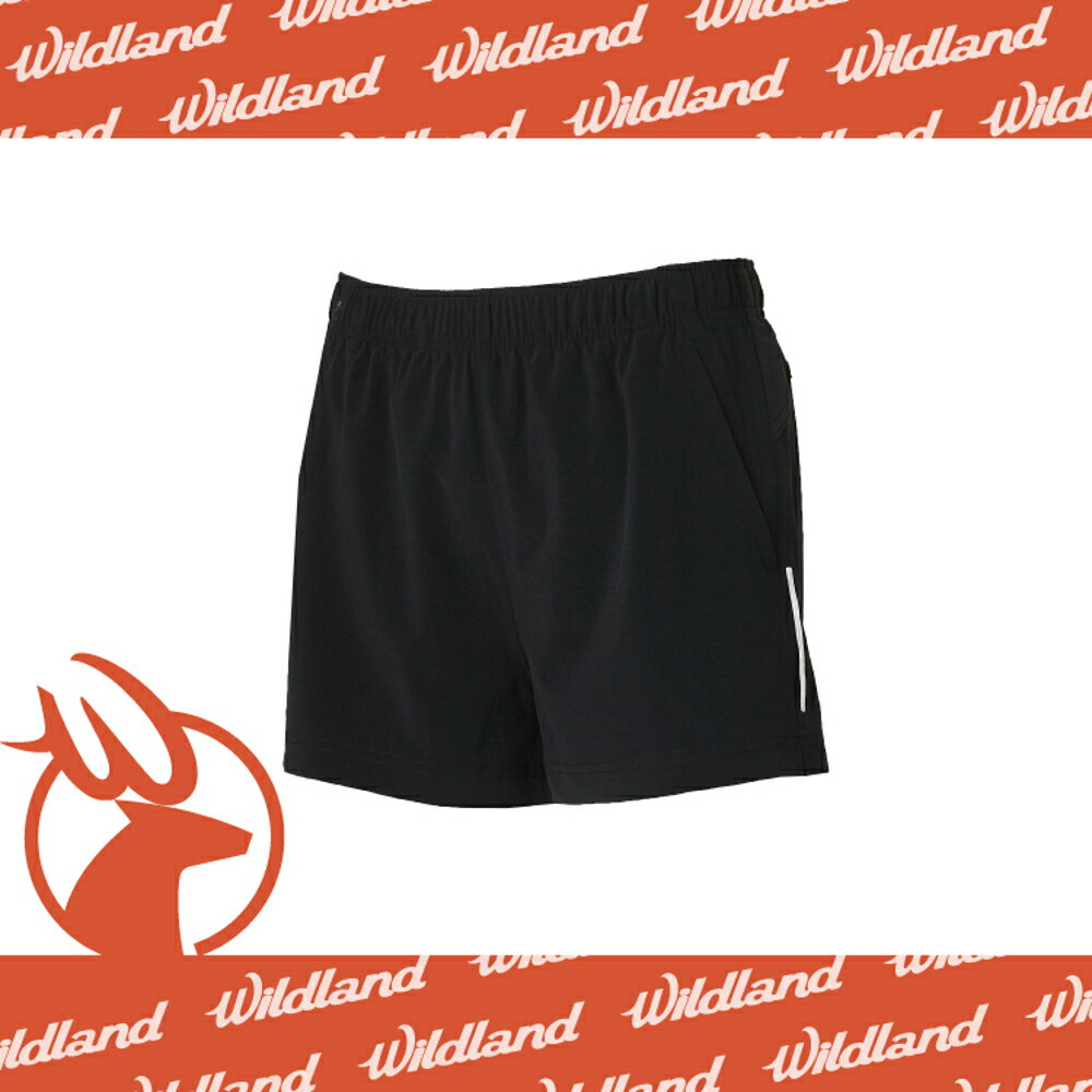 【Wildland 荒野 女 四彈透氣抗UV休閒短褲《黑色》】W1505-54/彈性/抗UV/路跑/機能褲/運動褲