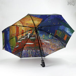 全新 太陽傘梵高星空油畫傘遮陽傘防曬防紫外線黑膠學生雨傘女晴雨兩用