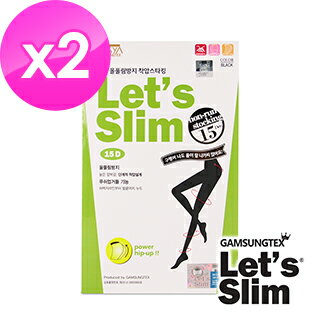 【Let's Slim】15D防勾紗壓力瘦腿襪2入組(黑色/膚色)