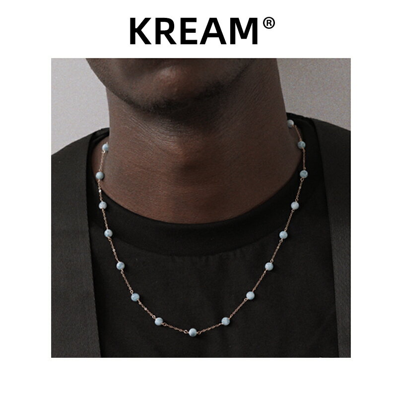 KREAM 原創 14K包金拼接天然海紋石項鏈男嘻哈女鎖骨鏈 0