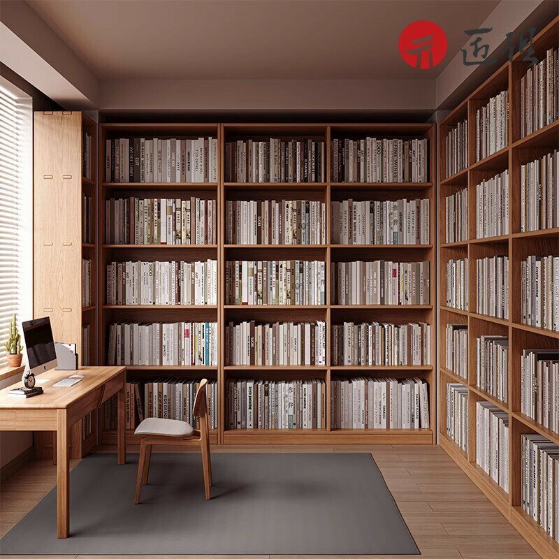 【匠俱】 全實木滿墻書櫃 置物架 圖書館傢用客廳落地式書櫃 一體整墻收納櫃 松木書架 置物架 收納架