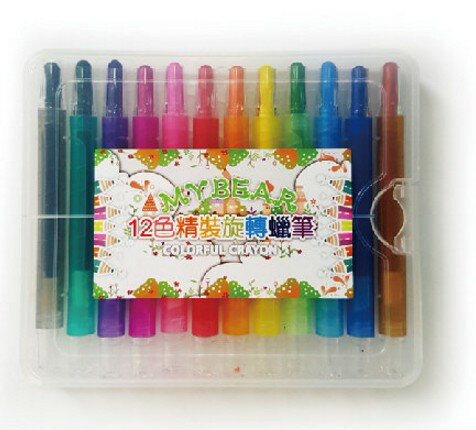 新全 特價99元 12色 精裝旋轉蠟筆組 3B362048