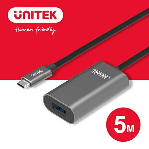 【樂天限定_滿499免運】UNITEKUSB-C(公)轉USB-A(母)USB3.1 Gen1 鋁合金訊號放大延長線 5M (Y-U304AGY)