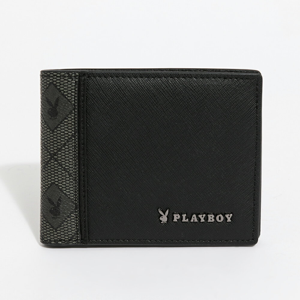 PLAYBOY - 基本短夾附零錢袋  Black Knight系列 - 黑色