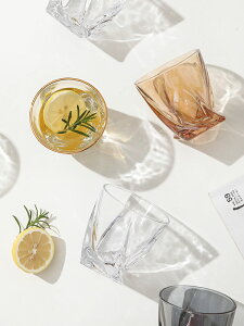 悠米兔 北歐旋風玻璃杯家用加厚透明玻璃杯高顏值ins風威士忌酒杯