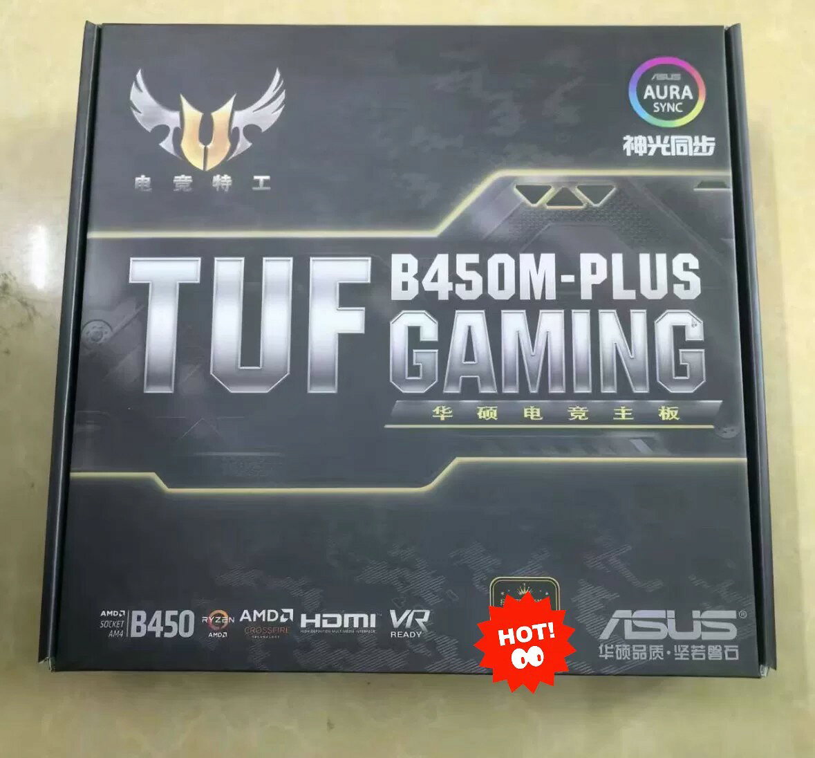 華碩TUF B450M-PLUS GAMING電競主機板 AM4腳位 箱說全 現貨 支援RGB 遊戲主機板