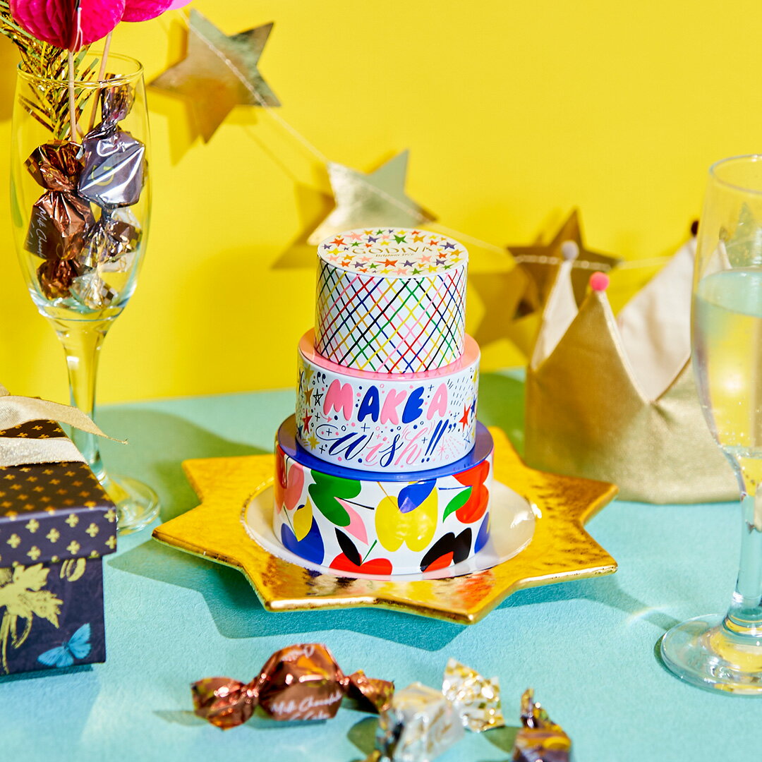 日本GODIVA限量版夢幻三層生日蛋糕巧克力禮盒珠寶盒結婚蛋糕婚禮小物擺飾DIY客制化裝飾貼-最後一個