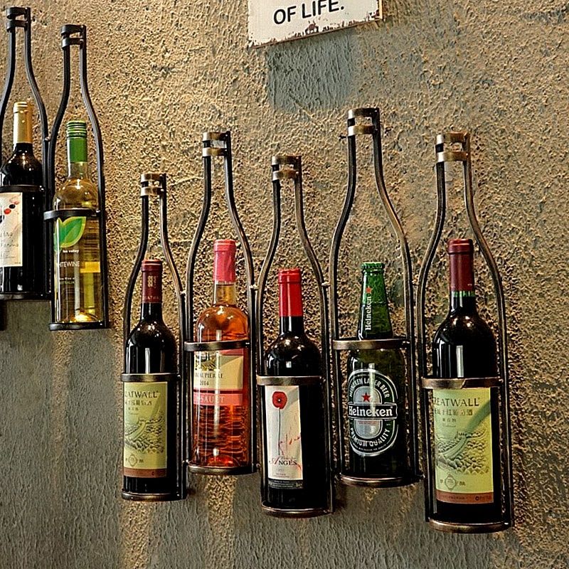 店長推薦 免運 復古酒架置物架壁掛客廳餐廳吧臺酒吧酒櫃擺件創意墻壁掛件 -- 可開立發票