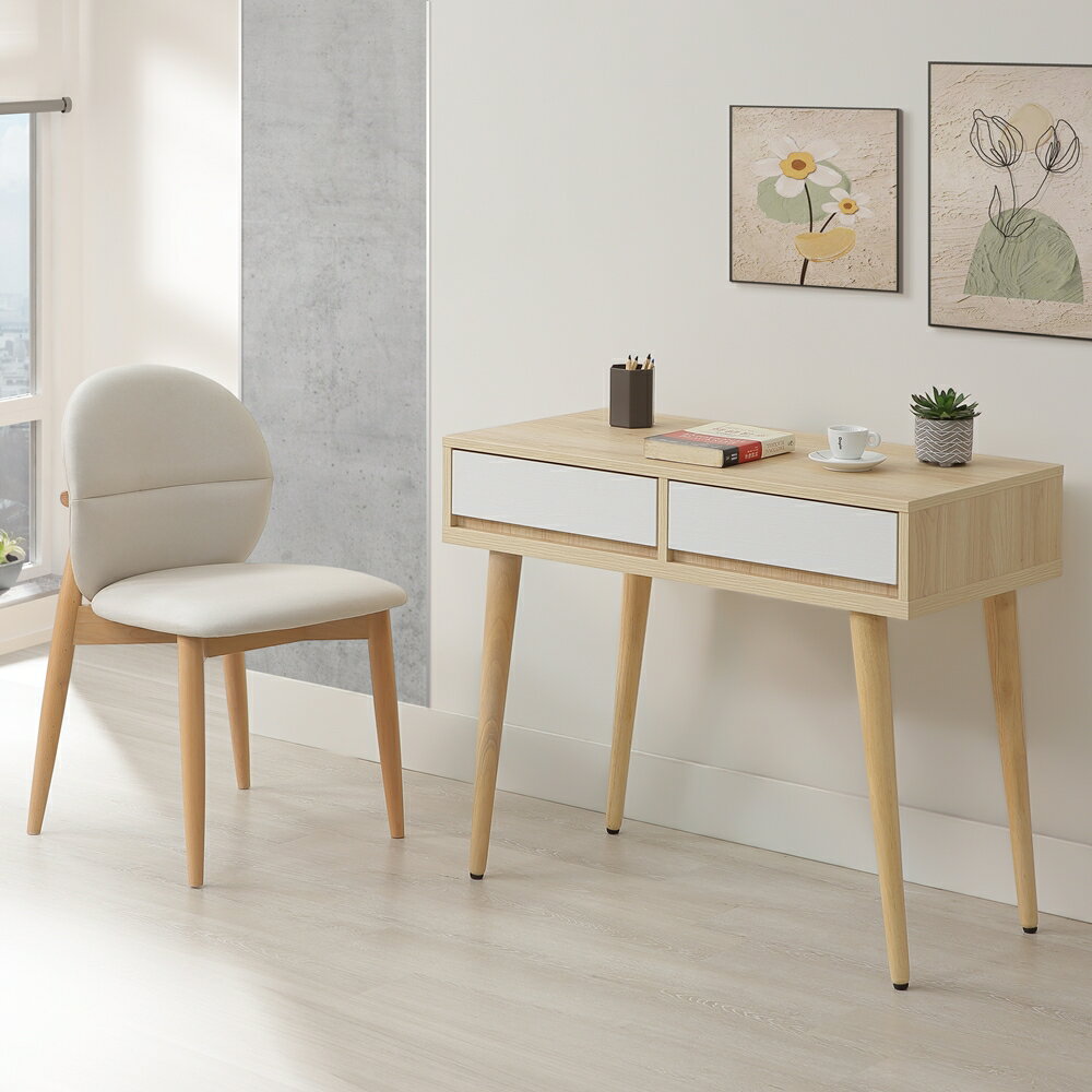 【直人木業】綠建彩妝板溫馨系列/書桌椅組90cm 1