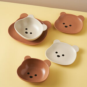 兒童餐盤家用可愛小熊創意陶瓷餐具甜品壽司盤子早餐盤食品級