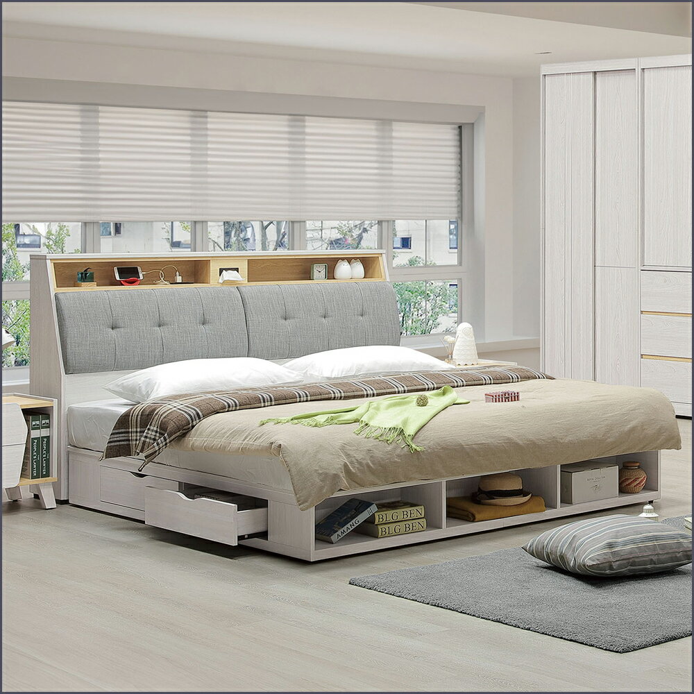 5 / 6尺 床頭箱 / 床底 標準雙人床頭板 床頭背板 床底 抽屜床組 單人加大【163B4702】Leader傢居館163-M101