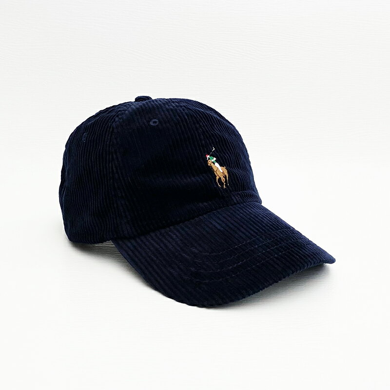 美國百分百【全新真品】Ralph Lauren 帽子 休閒 配件 RL 小馬 POLO 燈芯絨 棒球帽 黑藍 CQ52