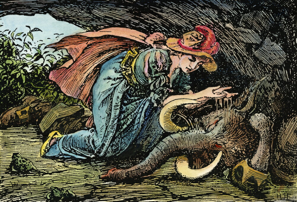 Posterazzi: Beauty & The Beast 1891 Nbeauty Finds The Beast Sleeping In ...