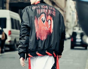 FINDSENSE Z1 韓國 時尚 潮 男 寬鬆 落肩 拼繩 後背字母特色人物 棉衣外套