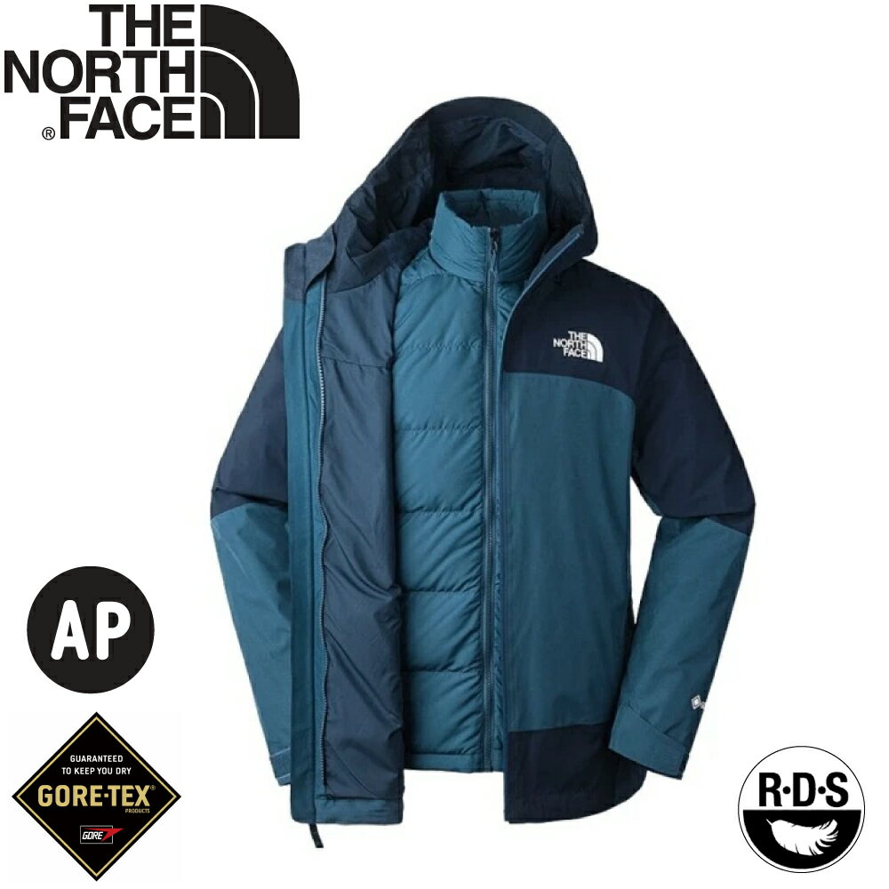 【The North Face 男 防水GTX兩件式羽絨外套AP《陰藍》】83RR/防水透氣/登山/羽絨/滑雪