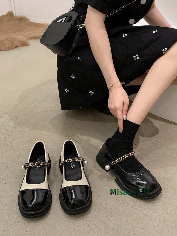 瑪麗珍鞋女夏2022年新款夏季英倫風設計感小眾珍珠單鞋夏天小皮鞋-新店特惠新店促銷-Misaki精品