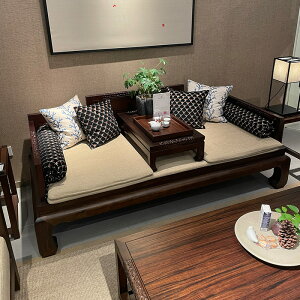 家具 新中式實木沙發組合復古羅漢床別墅客廳中國雕花木家具