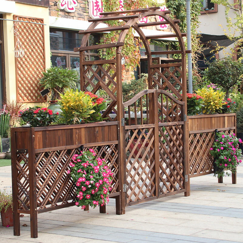 【最低價】【公司貨】防腐木柵欄室內室外木質欄柵裝飾陽臺花園戶外木花架餐廳隔斷圍欄 6