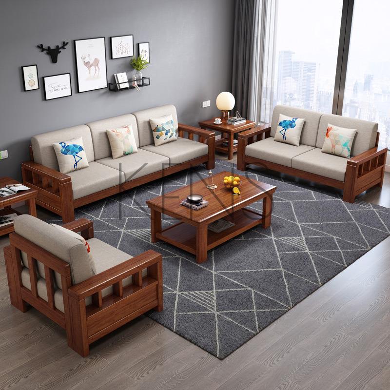 沙發 沙發椅 中式實木沙發客廳現代簡約三人位沙發床大小戶型儲物家用經濟家具