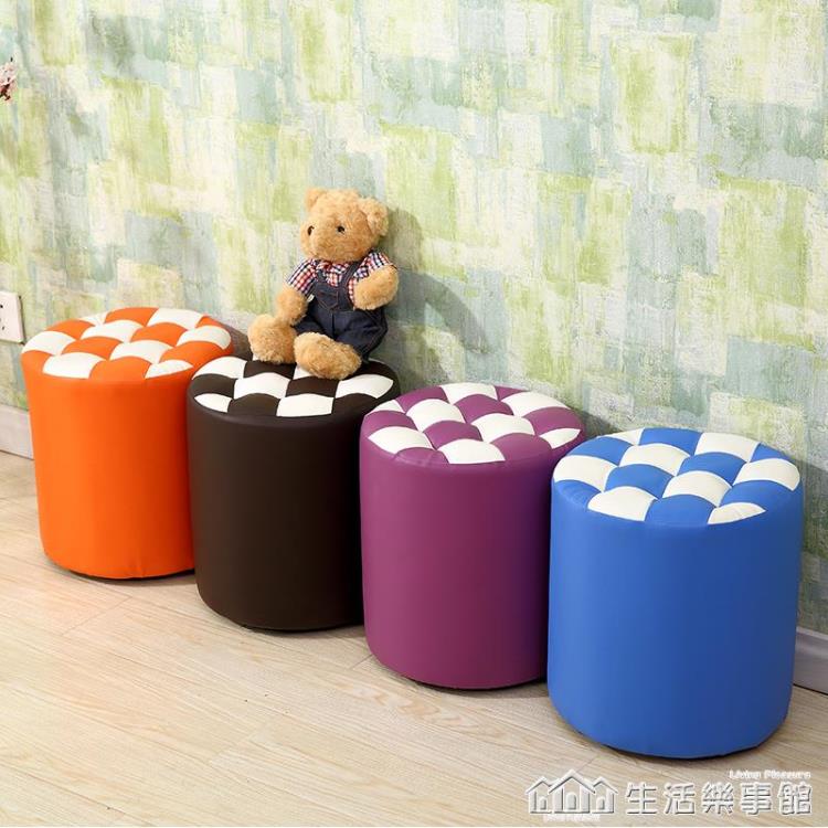 促銷活動~客廳小凳子創意圓皮凳子時尚沙發凳茶幾凳實木家用小板凳矮凳皮墩 雙11全館免運