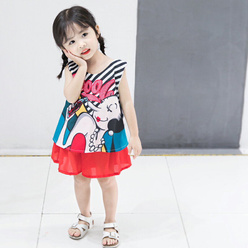 童裝女童夏裝新款洋氣套裝兒童韓版時尚背心短褲雪紡兩件套潮 6