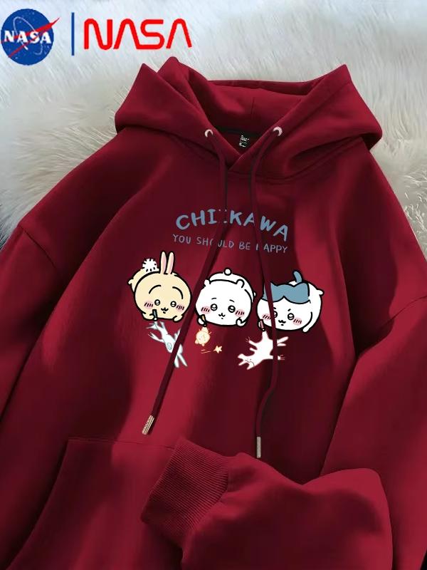 NASA潮牌卡通吉伊卡哇烏薩奇chiikawa三小隻連帽上衣男女秋冬款潮