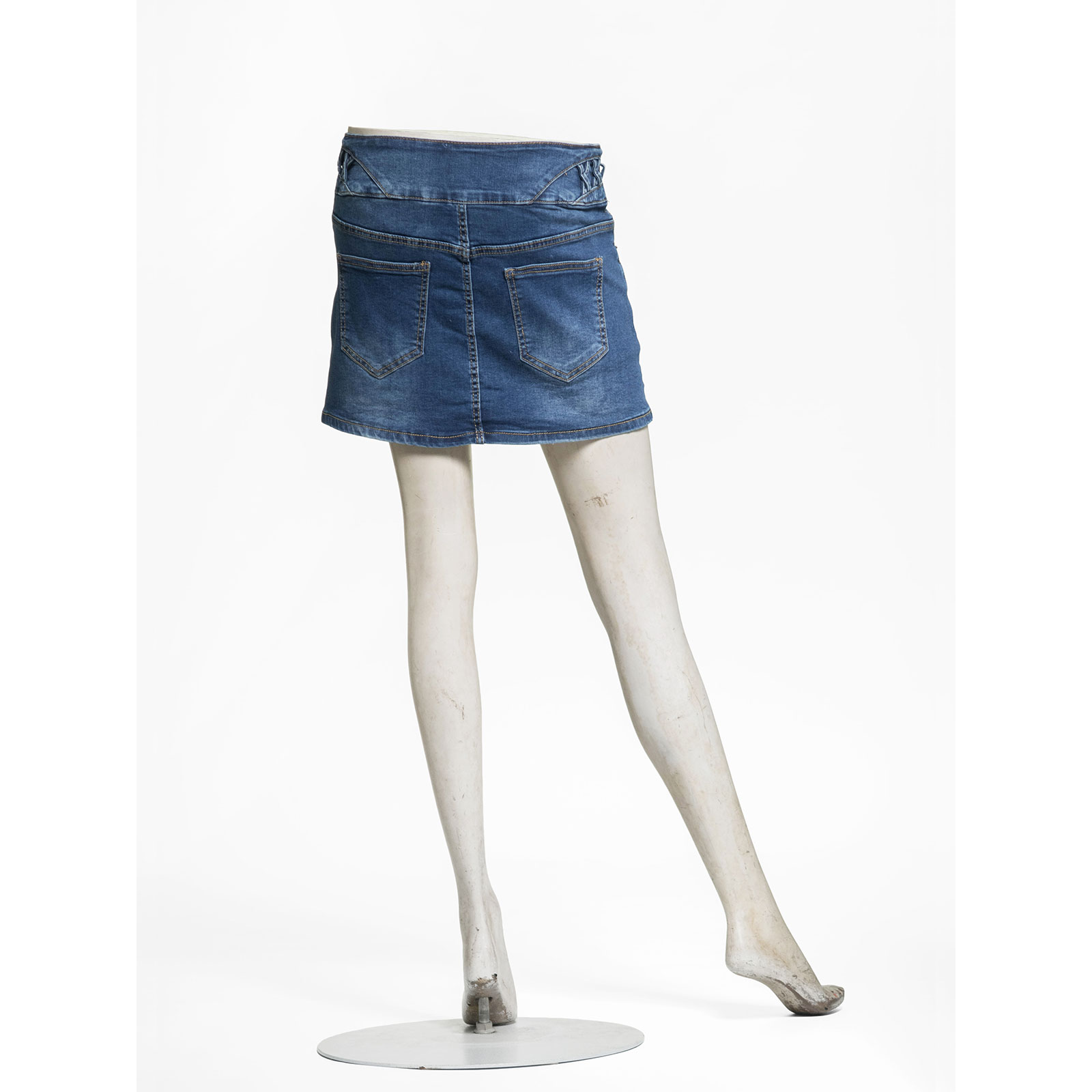 涼爽牛仔褲裙 中腰丹寧褲裙 短褲裙 牛仔裙褲 三排扣彈性牛仔裙 顯瘦牛仔短裙 裙子 裙中褲 側腰交叉裝飾 Jean Skorts Denim Skorts Mid-rise Denim Skirts Stretch Jeans (050-6065-31)牛仔色 S M L XL (腰圍:26~33英吋 / 66~84公分) 女 [實體店面保障] sun-e 6