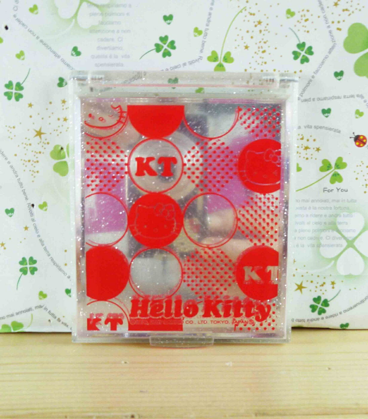 【震撼精品百貨】Hello Kitty 凱蒂貓-摺疊鏡-透明紅點 震撼日式精品百貨