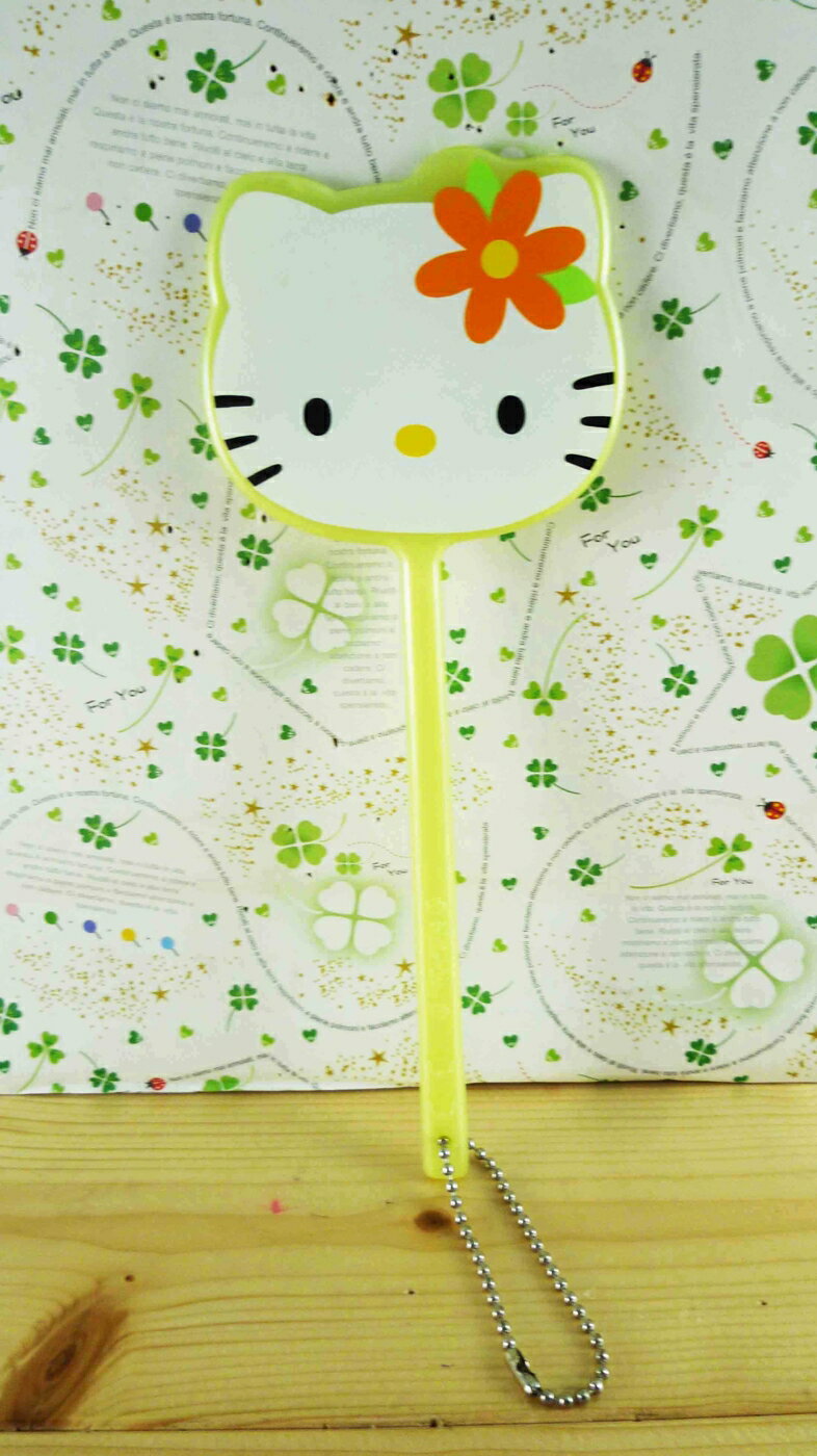 【震撼精品百貨】Hello Kitty 凱蒂貓-手拿鏡-黃波斯(M) 震撼日式精品百貨