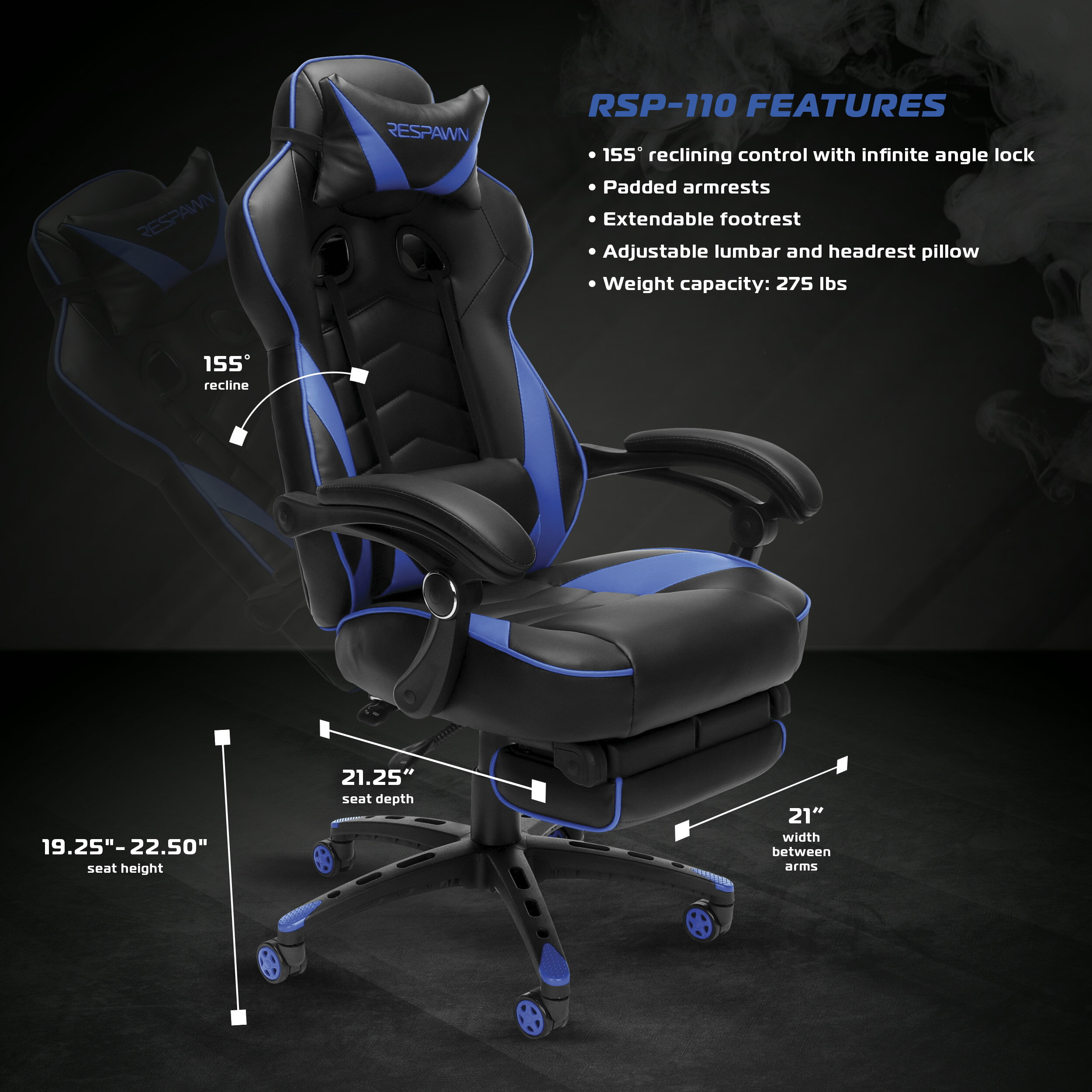 Office Essentials: RESPAWN-110 Racing Style Gaming Chair - Reclining Ergonomic Leather Chair ...