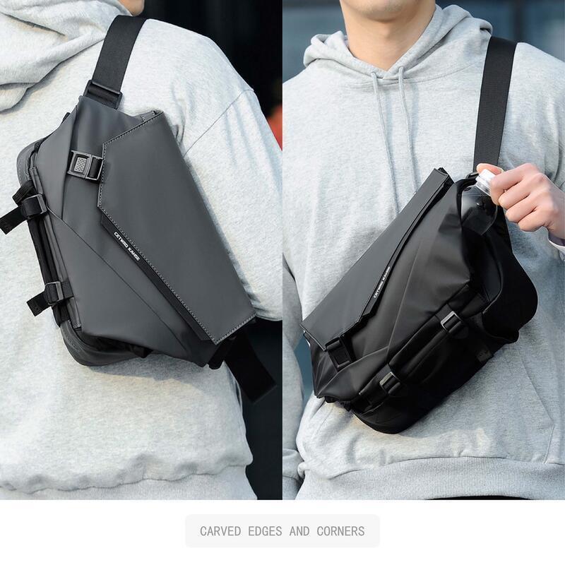 精品 防水胸包 皮膜材質 防刮 側揹包 機車包 多口袋 騎士包 單車包 肩揹包 男用側揹包 斜揹包 防盜