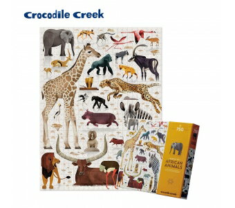 《美國 Crocodile Creek》動物圖鑑主題盒拼圖-非洲動物 750片 東喬精品百貨