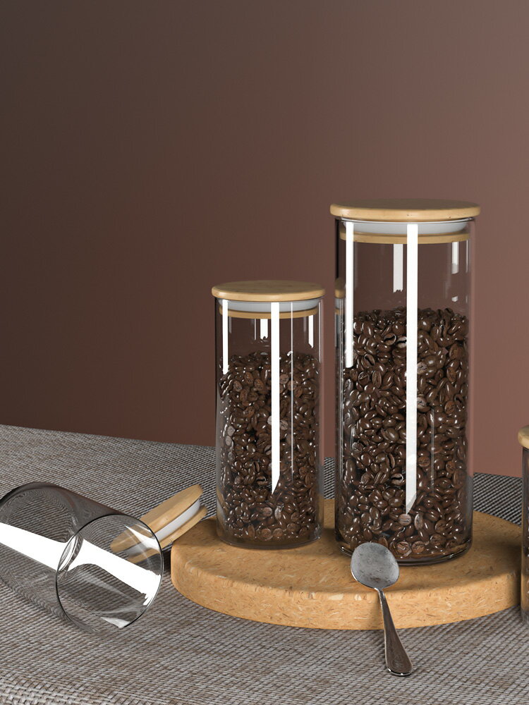 咖啡豆保存罐密封罐玻璃食品罐子零食儲物瓶子帶蓋五谷雜糧收納罐