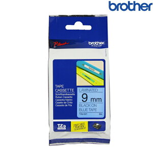 Brother兄弟 TZe-521 藍底黑字 標籤帶 標準黏性護貝系列 (寬度9mm) 標籤貼紙 色帶