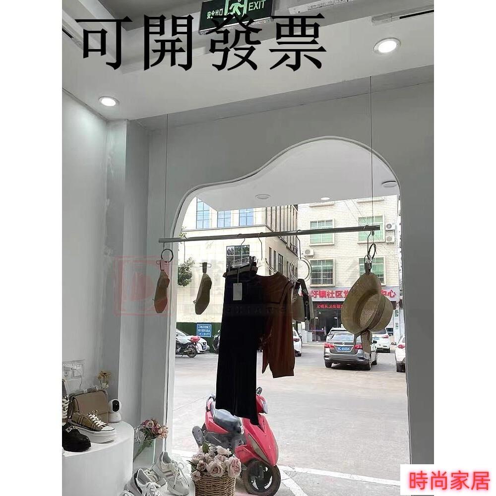 免運 公司貨 免運 服裝店衣服展示架 服裝店展示架掛衣桿簡約墻上懸掛服裝架童裝店鋼絲吊架不銹鋼貨架/傢俱行特惠/開立發票S1005